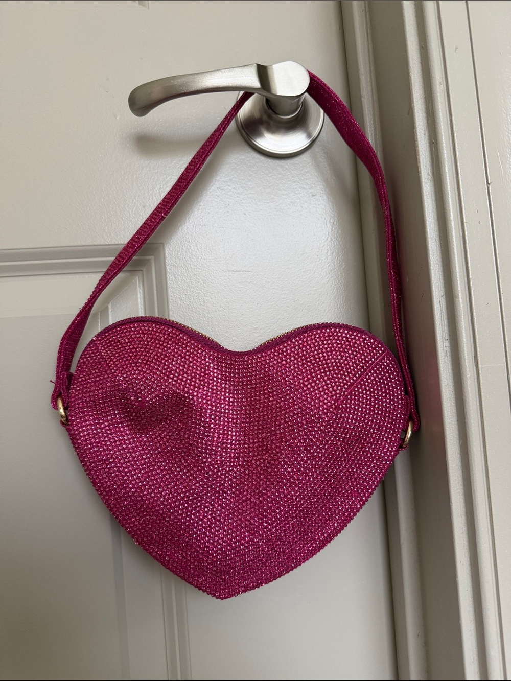 Sparkling Hot Pink Heart Mini Shoulder Bag